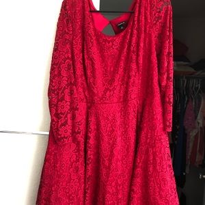 Red lace skater dress